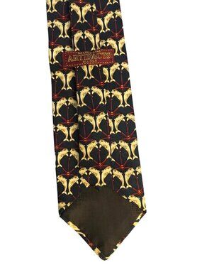 Museum Artifacts All Silk Nautical Fish & Anchor Pattern Tie Black/Gold